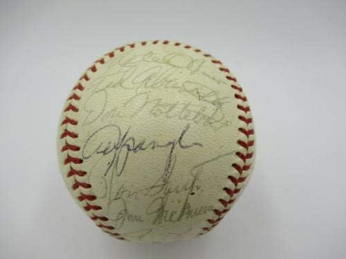 1969 Chicago Cubs Csapat Aláírt Hivatalos NL Baseball Ernie Bankok Ron Santo SZÖVETSÉG COA - Dedikált Baseball