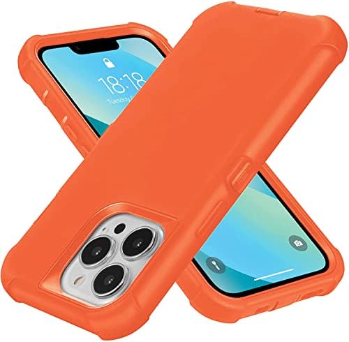 Tok iPhone 13 Pro Max-Narancs,Védő mobiltelefon Esetekben, nagy teherbírású 3 az 1-ben Teljes Testet Védő Hibrid Ütésálló