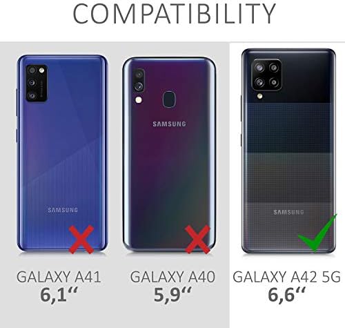 kwmobile Tárca Esetben Kompatibilis a Samsung Galaxy A42 5G - Ügy Szövet, Műbőr Telefon Fedél, Szürke/Fekete