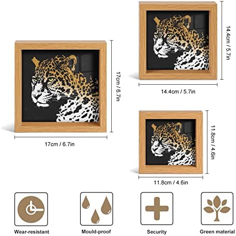 Jaguar Fa Képkeret 3 Állítsa be képkeret Üveg Otthoni Irodájában Asztali Display Dekoráció