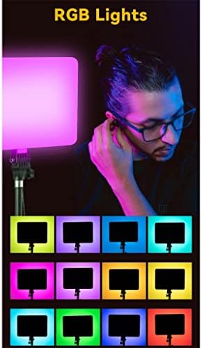 LUKEO RGB Video Stúdió Világítás LED Lapos Tányér Lámpa Állvány 360° - Os Teljes Szín Szabályozható Távirányító Fotózás Világítás