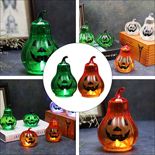 PRETYZOOM 2db Halloween Tök Lámpás Mini Sütőtök LED Lámpák Tök Lámpa Üveg Díszítő Hálaadásra Otthon asztali Dekoráció (Zöld