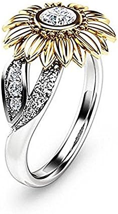 suchadaluckyshop siamsmilethailandshop a Nők a Férfiak Napraforgó 925 Ezüst Gyűrű 1.38 Ct Fehér Topáz Esküvői Ajándék Gyűrű