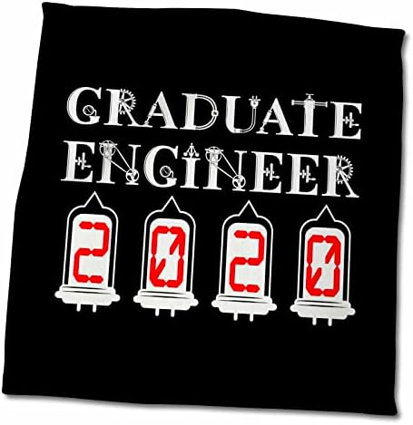 3dRose Diplomás mérnök 2020-ig. Elegáns, egyedi szöveg fekete háttér, Törölköző (twl-286045-3)