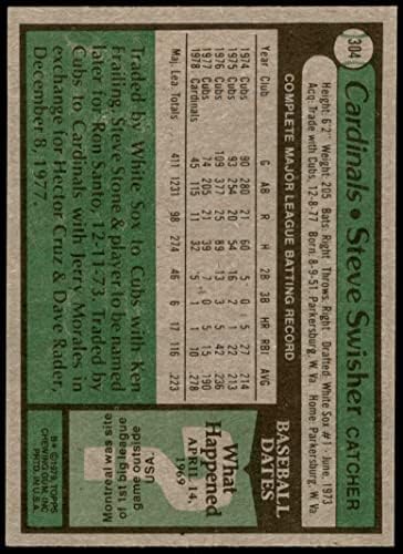 1979 Topps 304 Steve Swisher St. Louis Cardinals (Baseball Kártya) NM/MT Bíborosok