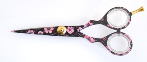 Szakmai Rózsaszín Fodrász Olló 5 inch (12 cm), Gyönyörű Virágok