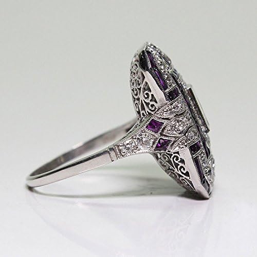 Ametiszt Ezüst Esküvői Jegygyűrűt Art Deco Női Ékszer Ajándék Méret 6-10 (6)