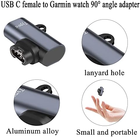 QIANRENON USB-C Garmin Nézni, 90° - os Szögben Adapter Csatlakozó, Garmin Töltés Fejét, hogy C Típusú Női derékszögű Átalakító