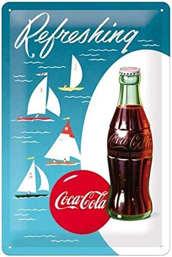 Nosztalgikus Művészeti Verseny 22226 Coca-Cola Vitorlás Hajók, Fém Jel 20 x 30 CM
