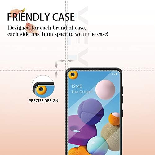 Galaxy A21 HD Világos, Edzett Üveg kijelző Védő fólia + Kamera Lencséjét Védő által YEYEBF, [2+2 Csomag] [3D Üveg] [Anti-Vakító