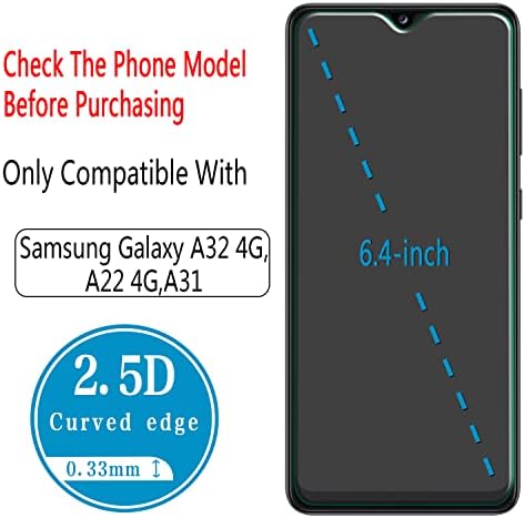 HPTech (2 Csomag), amelynek Célja a Samsung Galaxy A32 4G / Galaxy A22 4G / Galaxy A31 (Nem Alkalmas Galaxy A32 5G) Edzett
