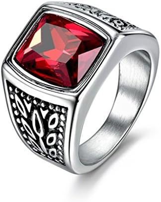 Promsup Férfi Négyzetméter Vörös Gránát, Rubin Rozsdamentes Acél Solitaire Jegygyűrű, Gyűrű Ékszer (11)