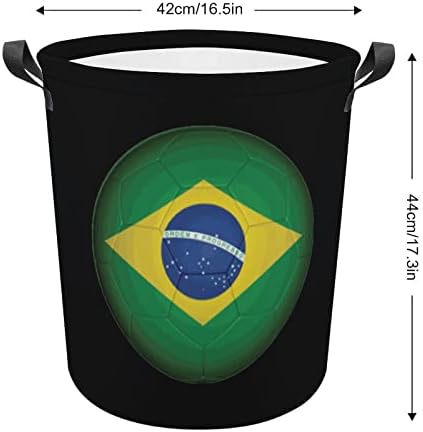 Brazília Labdarúgó-Zászló Kerek Szennyesben Összecsukható, Vízálló Koszos Ruhákat, Kosarakat fogantyúval Mosás Bin Tároló