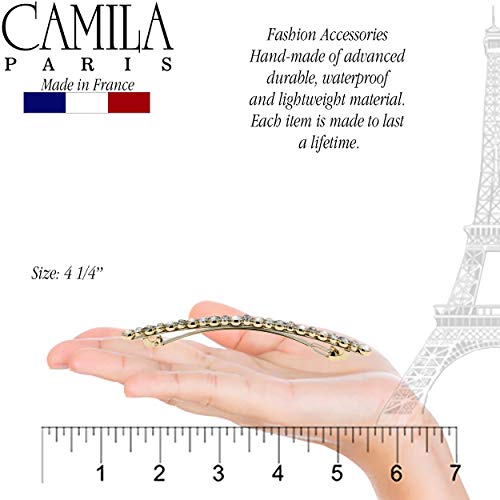 Camila Párizs GA269 4.25 Hüvelykes Vékony Haj Hajcsat Klip Arany Több Fordulóban Swarovski Kristályok, Kövek, francia Haj