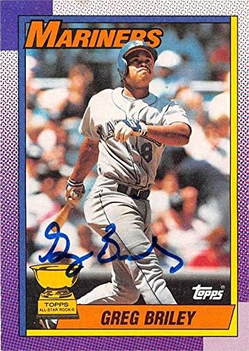 Greg Briley dedikált baseball kártya (Seattle Mariners) 1990 Topps 288 All Star-Kezdő Kupa - Baseball Asztalon Dedikált