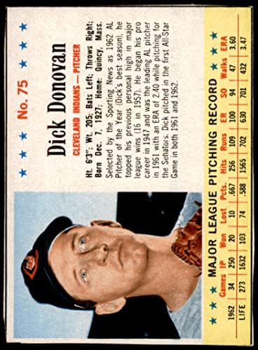 1963 Utáni Gabona 75 Dick Donovan Cleveland indians (Baseball Kártya) EX Indiánok