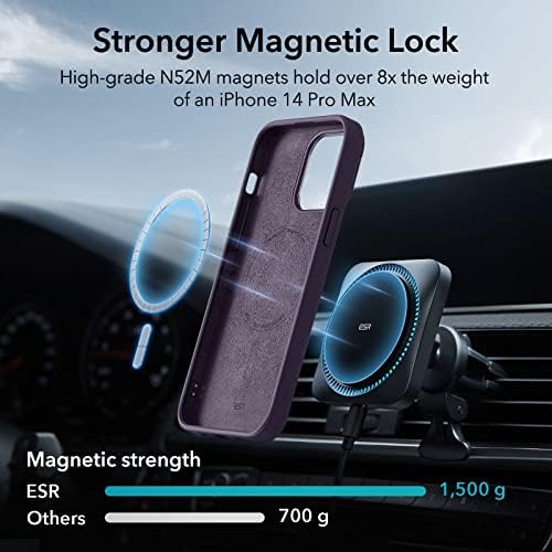 ESR iPhone 14 Pro Max Esetben, MagSafe tok-Szilikon, Katonai szintű Védelem, Beépített Kamera Gyűrű Állni, Mágneses Telefon