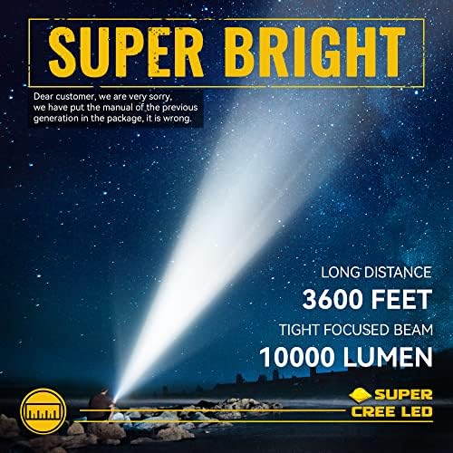 Durapower Újratölthető Reflektorfénybe, 100000 Lumen Szuper Fényes LED Kézi Reflektor, IP68 Vízálló Reflektor Lámpa Hordozható
