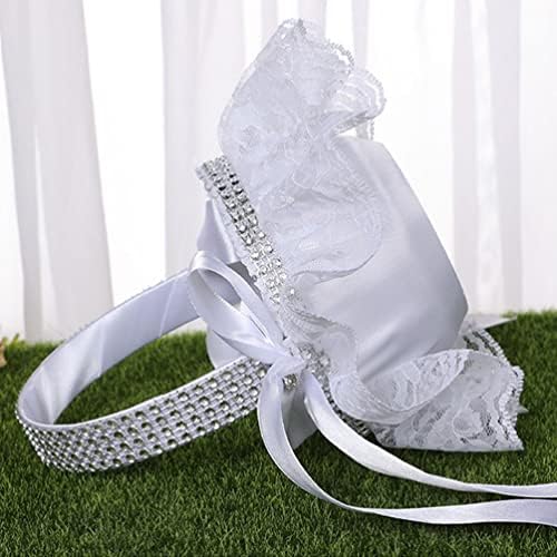 HANABASS Esküvői Kosár 2db Fehér Esküvői Virág Lány Kosarak Rusztikus Csipke Esküvői Kosár Édesség Ajándék táska, Esküvői