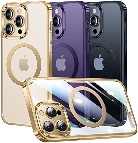 Alphex [iPhone Hivatalos Color] Mágneses tok iPhone 14 Pro [Néz ki, mint Caseless][Kompatibilis MagSafe][Anti-Sárga] 8FT