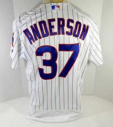 2017 Chicago Cubs Brett Anderson 37 Játék Kiadott Pos Használt Fehér Jersey 48 3 - a Játékban Használt MLB Mezek