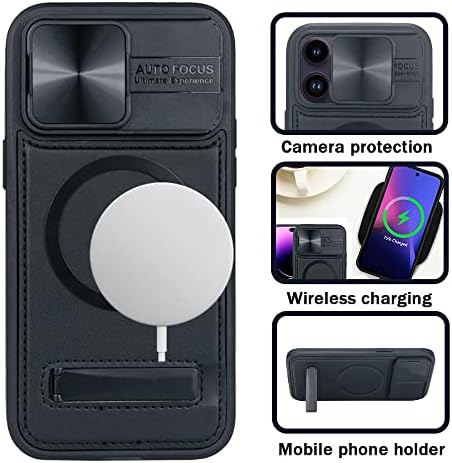 Woluki iPhone 14 Pro max Esetben Kompatibilis a MagSafe, Beépített Mágneses Láthatatlan Állni, Dia Kamera Fedél, Katonai