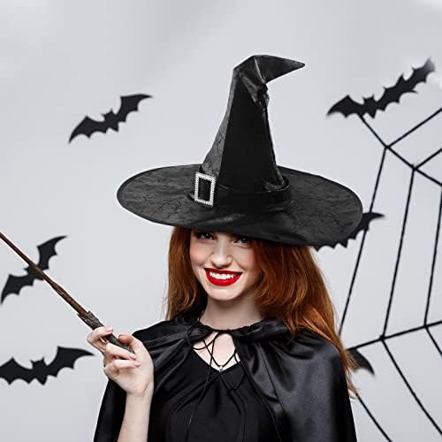 3 Db Halloween Hegyes Boszorkány Kalap Halloween Fekete Boszorkány Kalap a Nők, a Férfiak a Lány Műbőr Kalap Széles Karimájú