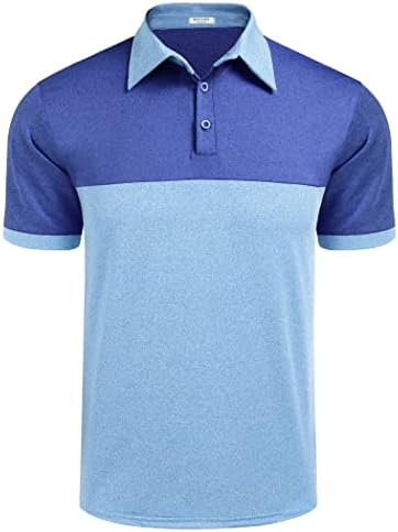 Golf Polo shirt Férfi Nedvesség Wicking Rövid Ujjú Gyors Száraz Teljesítmény, 2 Hangszín Alkalmi Galléros Tenisz Póló