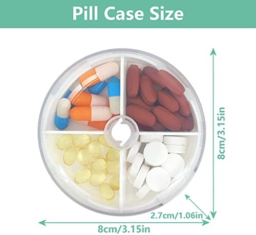 Tabletta Szervező Hordozható Utazási Gyógyszeres Dobozt Körben Forgatható Tabletta Esetben 4 Nagyméretű Rekesz Gyógyszer