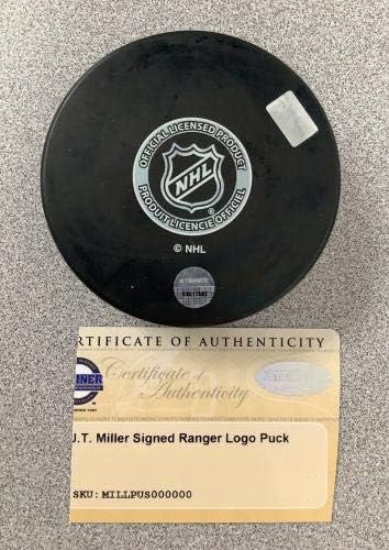 JT Miller Aláírt Korong Jégkorong NHL Autogramot NY Rangers Canucks Előre Steiner - Dedikált NHL Korong