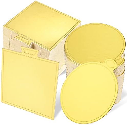 LIFKOME Szögletes Tálca 200 Csomag Arany Torta Bázis Tér-Körbe Mini Torta Tanácsok Arany Karton Mousse Torta Alap Papír Testület