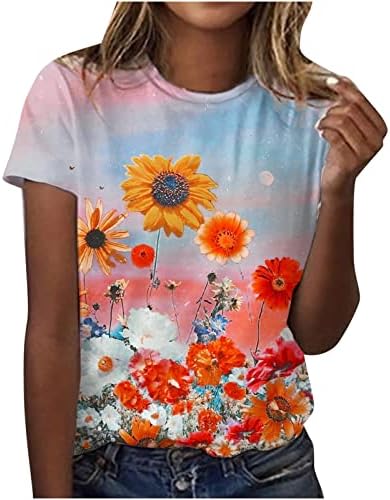 Nyáron, Ősszel, Felső Női ruházat Rövid Ujjú Pamut Sleeve Csónak Nyakú Grafikus Nyomtatott Virágos Alkalmi Blúz, Póló Tini