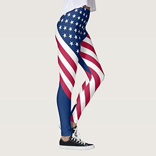 Július 4-én Leggings a Nők Usa Zászló Magas Derekú Jóga Futó Leggings Ultra Puha Stretch Kényelmes, Sportos Sport Nadrág