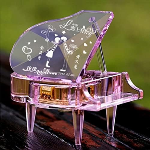 Vastag Kristály Zongora Sky City Music Box Oktáv Doboz Kézzel készített DIY Mechanikus Születésnapi Ajándékok Lányoknak,