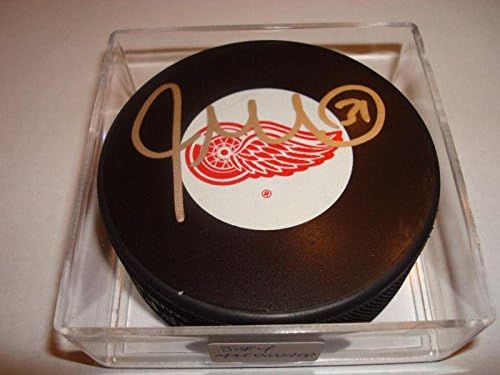 Joey MacDonald Aláírt Dedikált Detroit Red Wings Jégkorong egy - Dedikált NHL Korong
