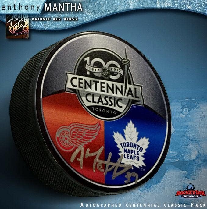 Anthony Mantha Dedikált Centenáriumi Klasszikus Korong Detroit Red Wings - Dedikált NHL Korong