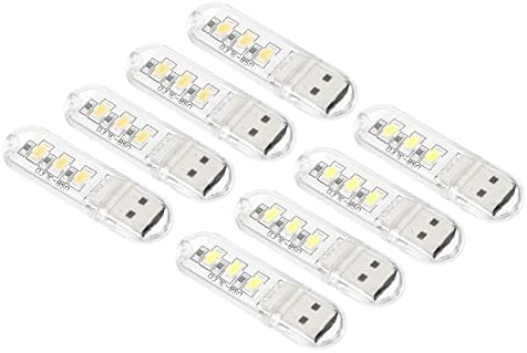 PATIKIL USB-Éjszakai Fény, 8 Csomag Hordozható Dugó-Mini LED Lámpa Stick 3 Gyöngyök, a lakberendezés Olvasás Alszik, Kemping,