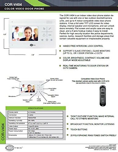 4.3 Színes LCD Video Ajtó Telefon