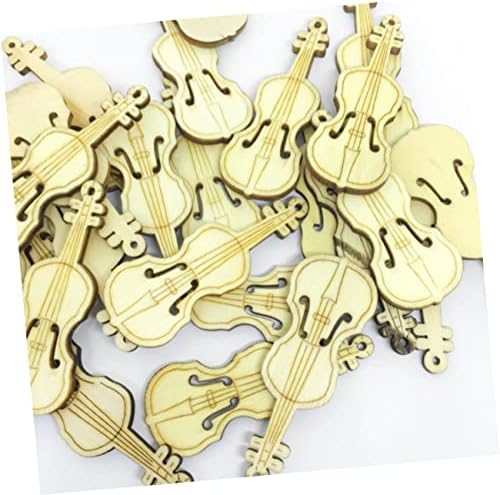 Amosfun 20db Játék Hangszerek Gitár Dekoráció Mini Hegedű Fa Kivágás, hogy a Festék Kézműves Fa Darab Fa Kivágások Kézműves