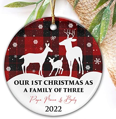 Egyéni 2022-2023 Az Első Karácsony, mint egy Család Három Dísz Gyerek a Szülőkkel Új Baba Újszülött Anya Apa Anya Apa Anya