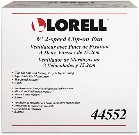 Lorell 6 Személyes Clip-On Rajongó, 152.4 mm-es Átmérő - 2 Sebesség - Állítható Dönthető Fej - 9.5 Magasság x 7.9 Szélesség
