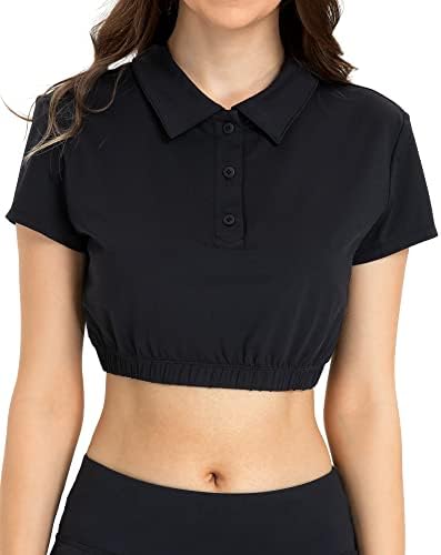TURBOFIT Női V-Nyak Golf Polo shirt Cserélhető Pad Nedvesség Wicking Sport póló Tenisz Edzés Felsők
