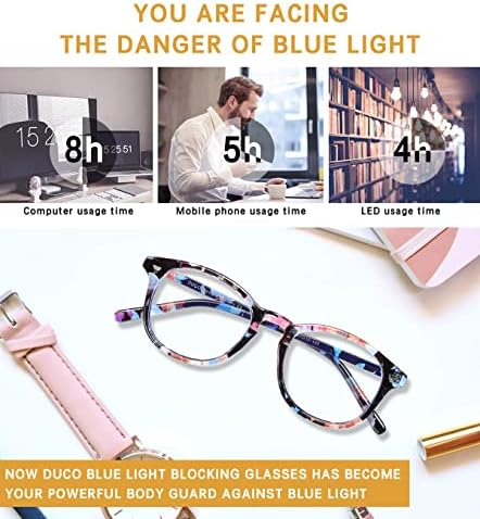 DUCO Kék Fény Szemüveg Férfiak Nők Blue Ray Blokkoló Szemüveg Számítógépes Játékok Szemüveg Tizenéves Retro Kerek Szemüveg