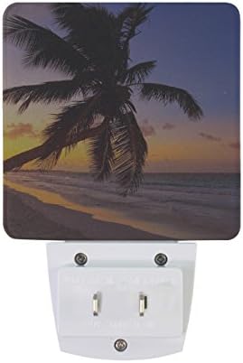 Naanle Készlet 2 Trópusi Nyár Ocean Beach Naplemente Pálmafa Utazási Design Automatikus Érzékelő LED Alkonyat Hajnal Éjszakai